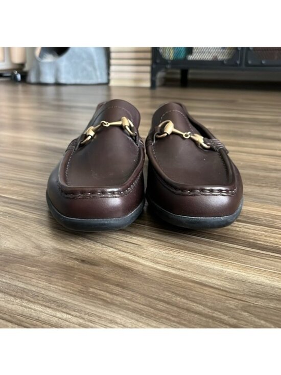 GUCCI Brown Leather Horsebit Driving Loafers Men\'s Back Heel Logo Rubber Sole main image 5